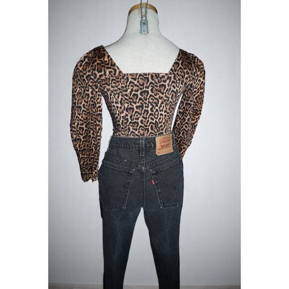 Zara Leopard Print Puff Sleeve Crop Top XS | Sweetheart Neckline Y2K Bustier - Picture 8 of 8